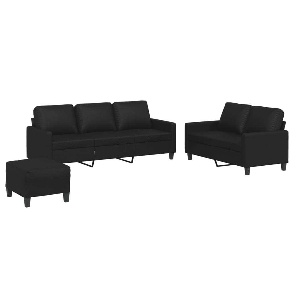 Ensemble de canapés 3 pcs avec coussins Noir Similicuir