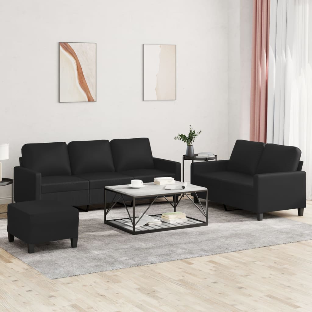 Ensemble de canapés 3 pcs avec coussins Noir Similicuir - XIOS