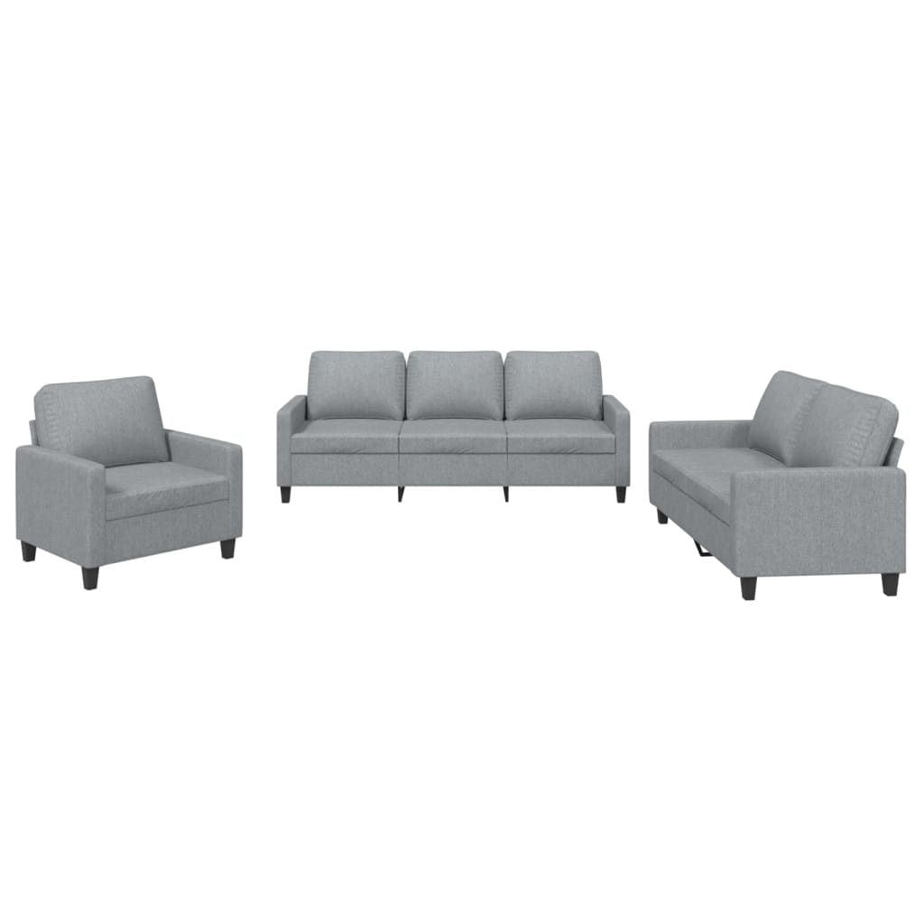 Ensemble de canapés 3 pcs avec coussins Gris clair Tissu - XIOS