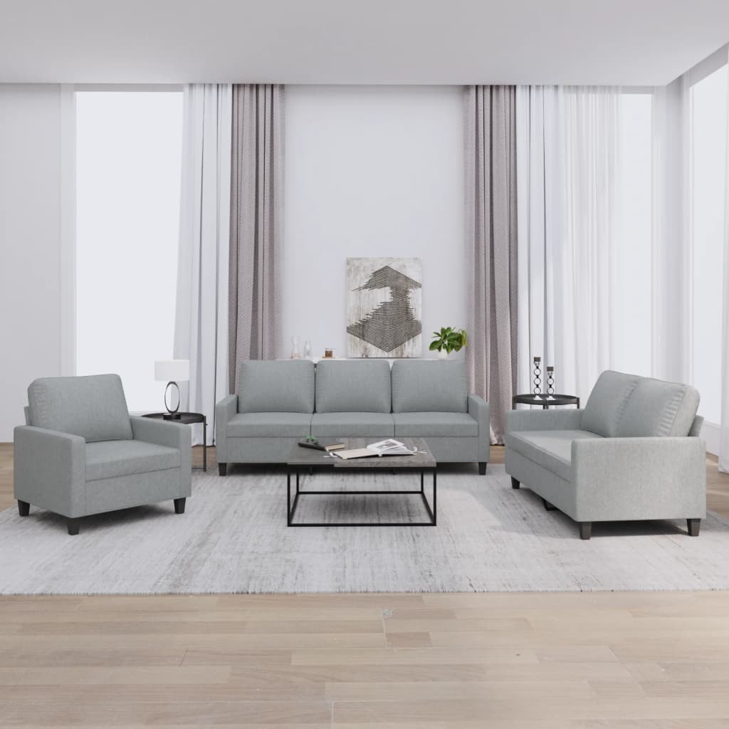 Ensemble de canapés 3 pcs avec coussins Gris clair Tissu - XIOS