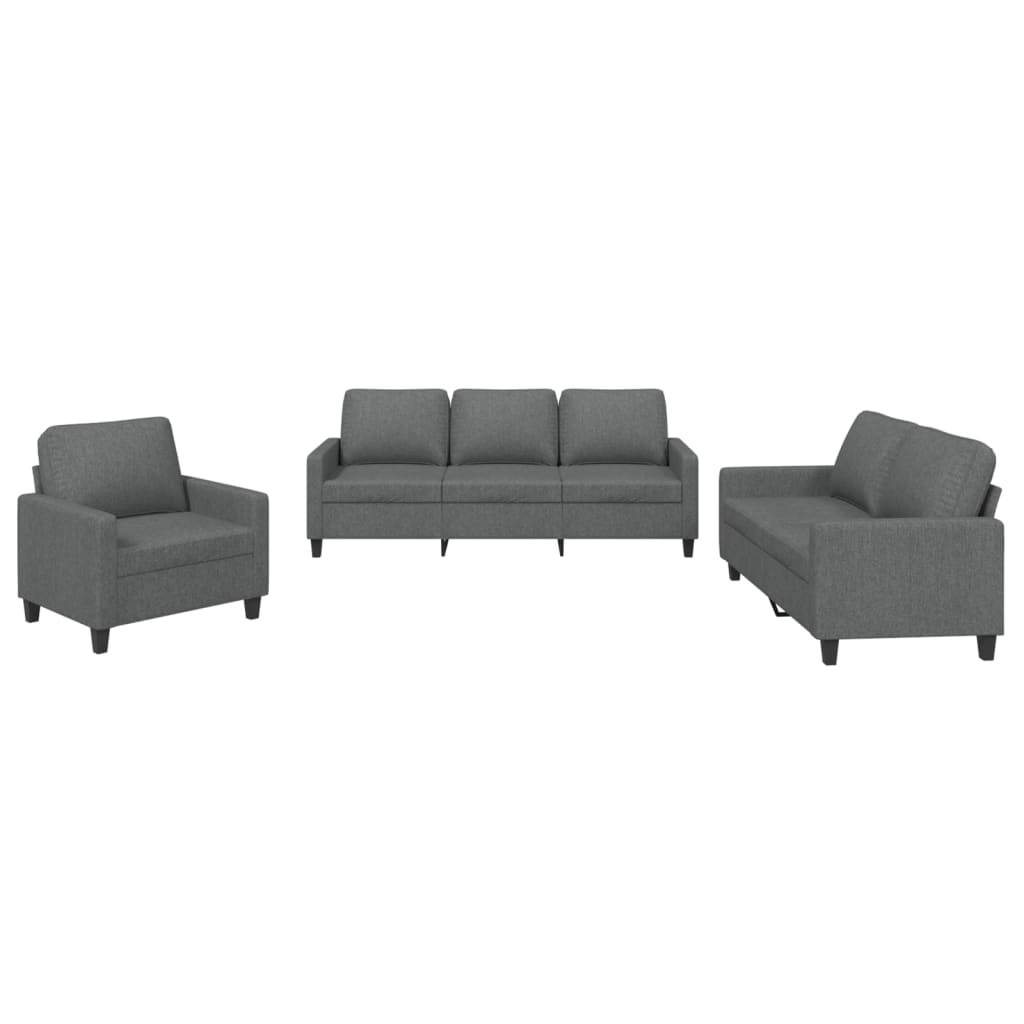Ensemble de canapés 3 pcs avec coussins Gris foncé Tissu - XIOS