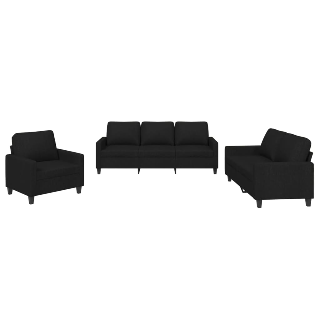 Ensemble de canapés 3 pcs avec coussins Noir Tissu - XIOS