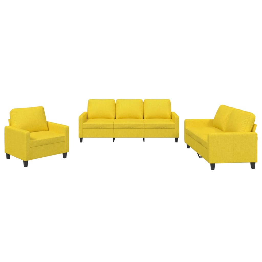 Ensemble de canapés 3 pcs avec coussins Jaune clair Tissu - XIOS