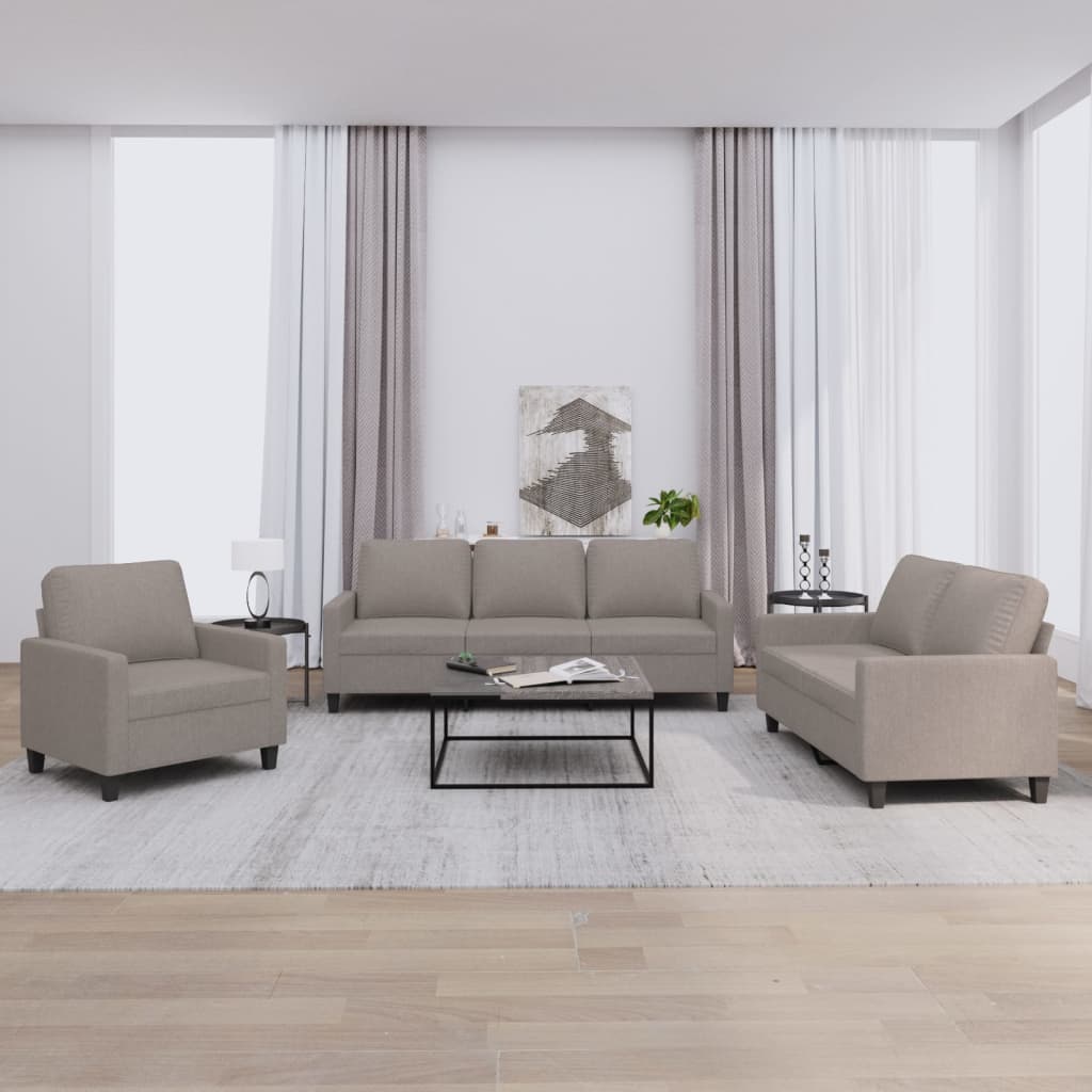 Ensemble de canapés 3 pcs avec coussins Taupe Tissu - XIOS