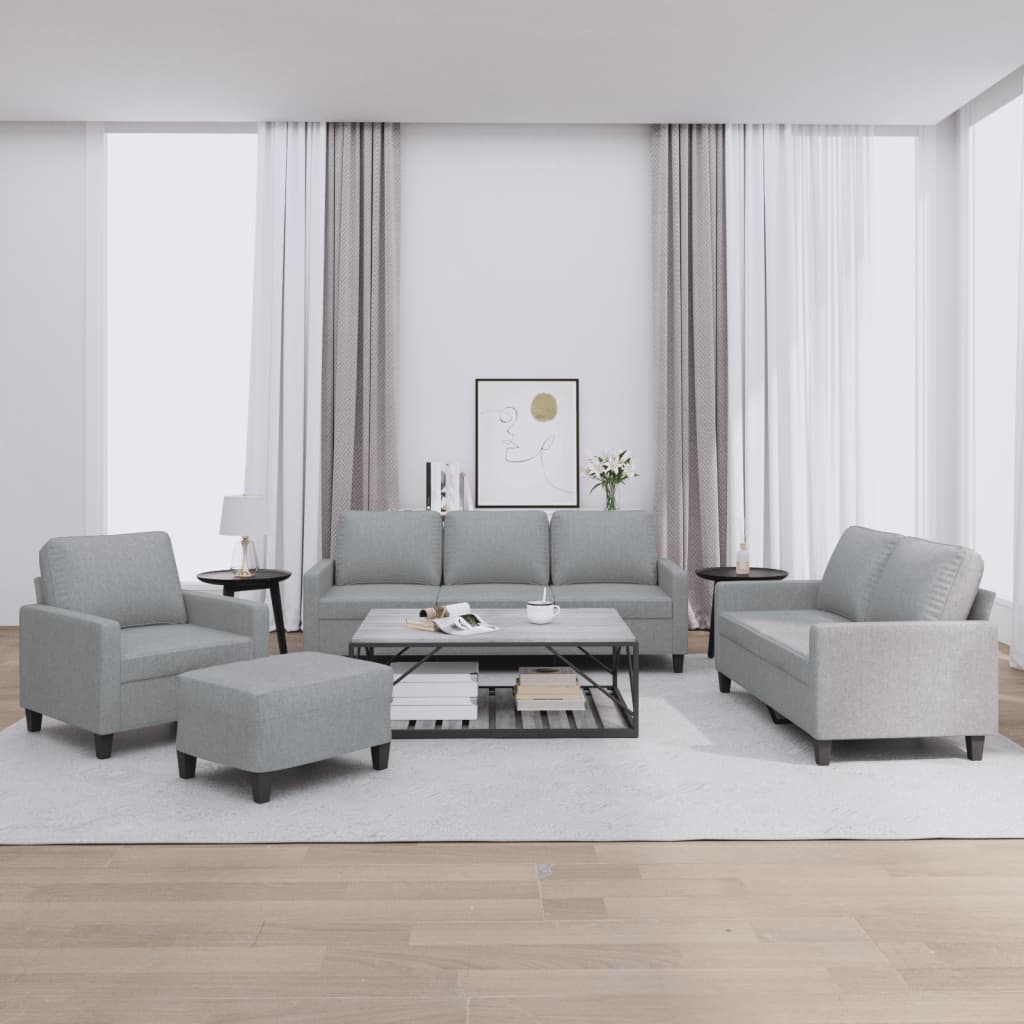 Ensemble de canapés 4 pcs avec coussins Gris clair Tissu - XIOS