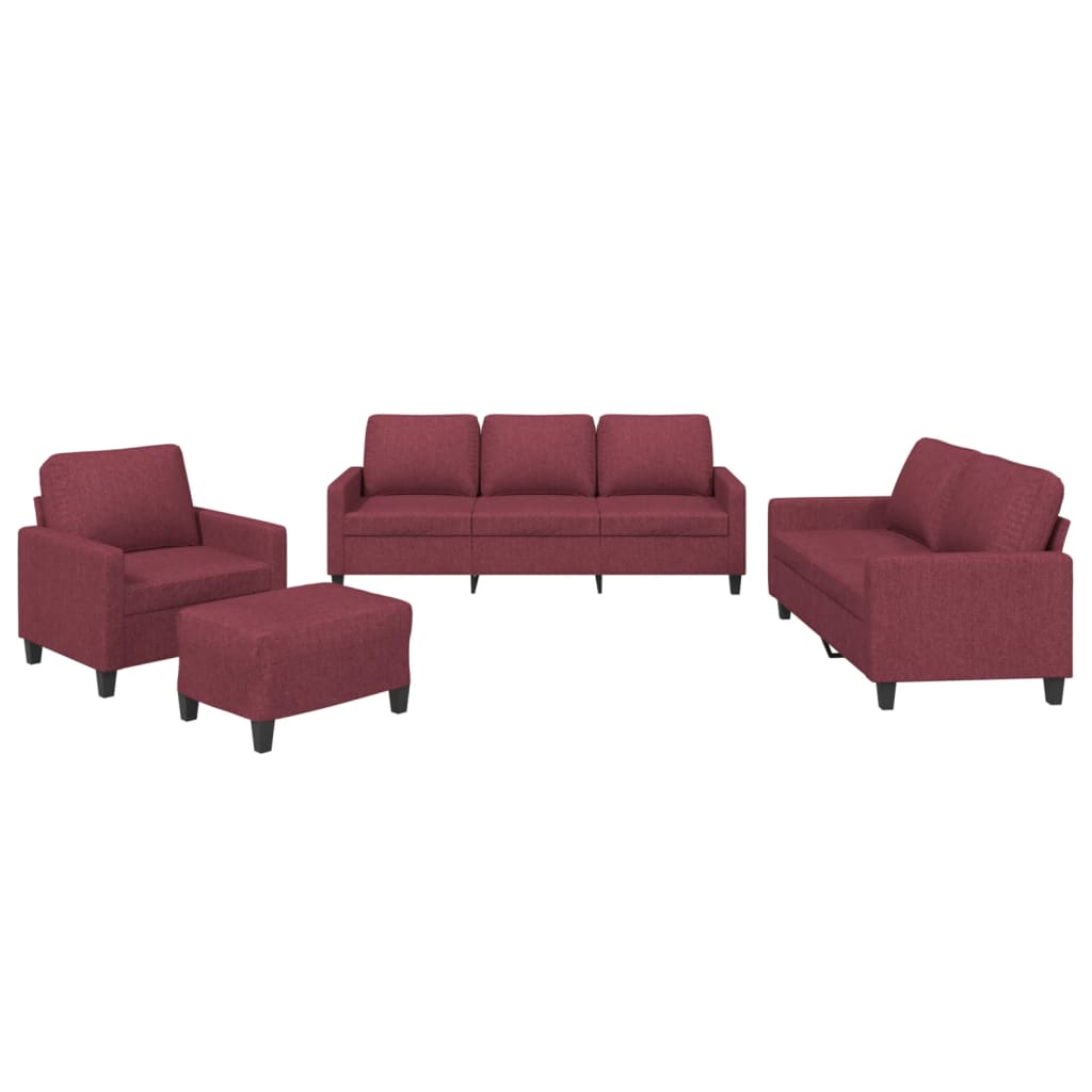 Ensemble de canapés 4 pcs avec coussins Rouge bordeaux Tissu - XIOS