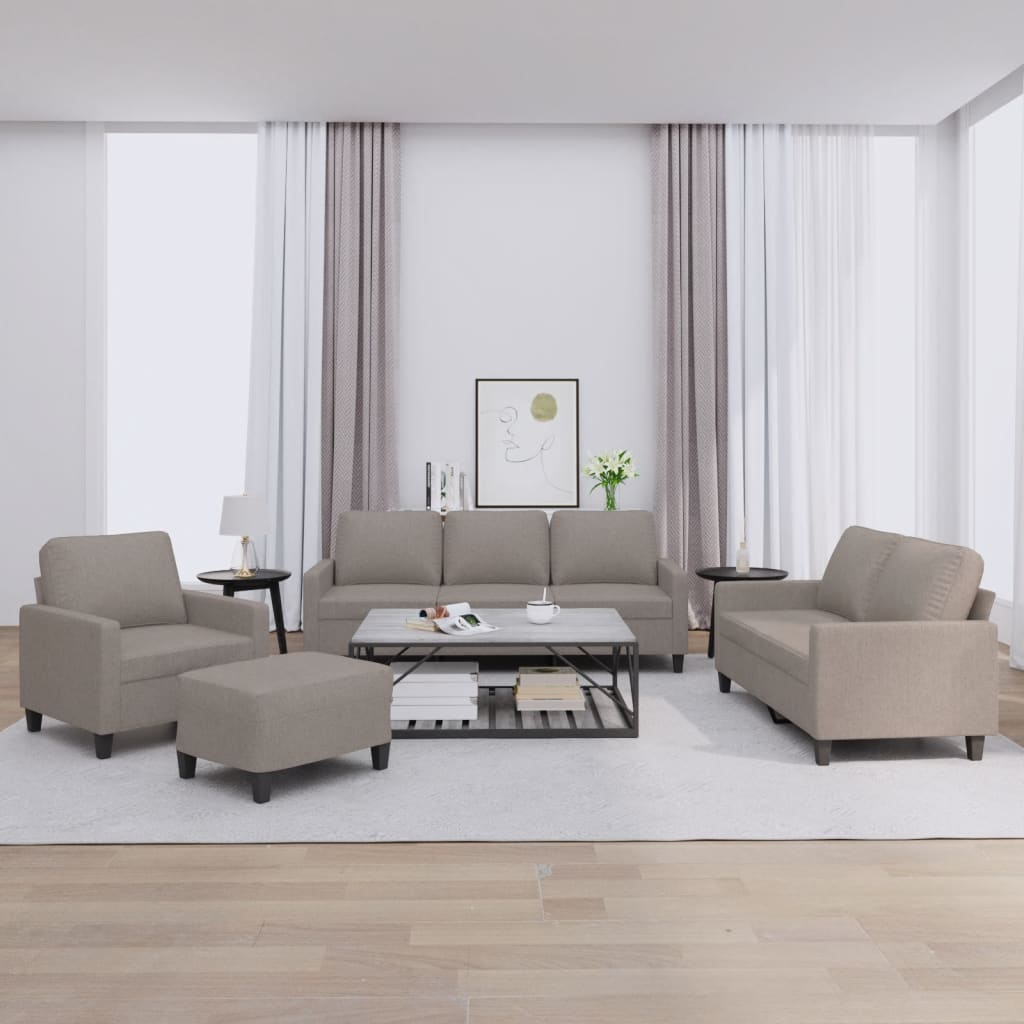 Ensemble de canapés 4 pcs avec coussins Taupe Tissu