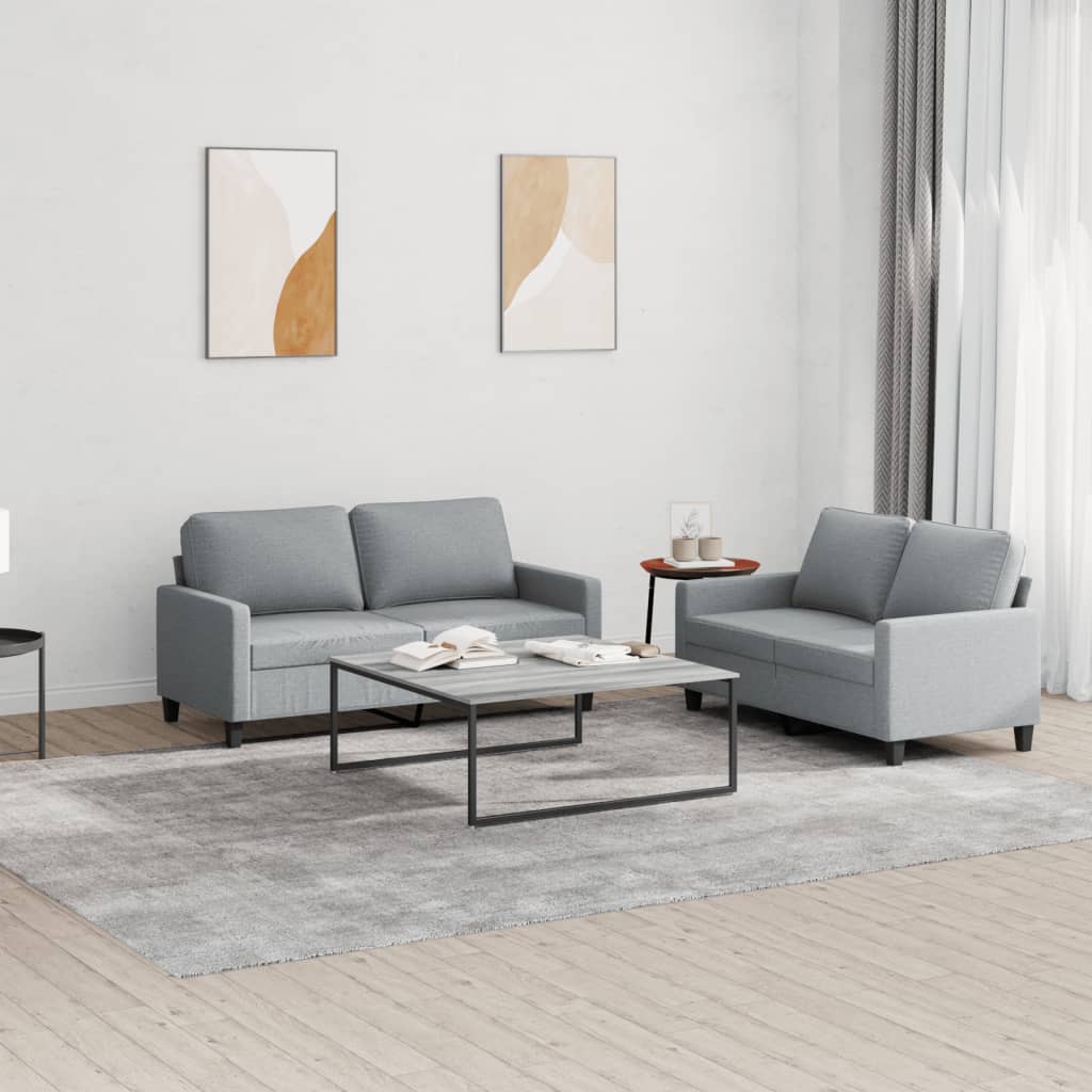 Ensemble de canapés 2 pcs avec coussins Gris clair Tissu - XIOS