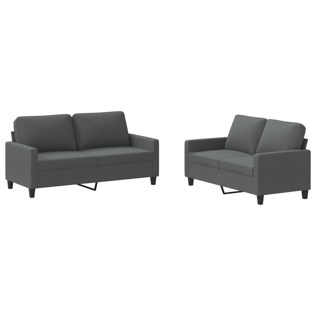 Ensemble de canapés 2 pcs avec coussins Gris foncé Tissu - XIOS
