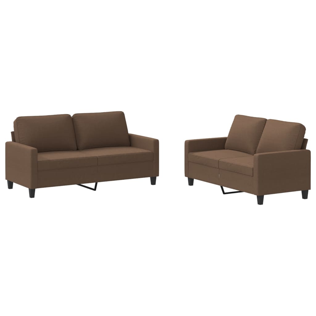 Ensemble de canapés 2 pcs avec coussins Marron Tissu - XIOS