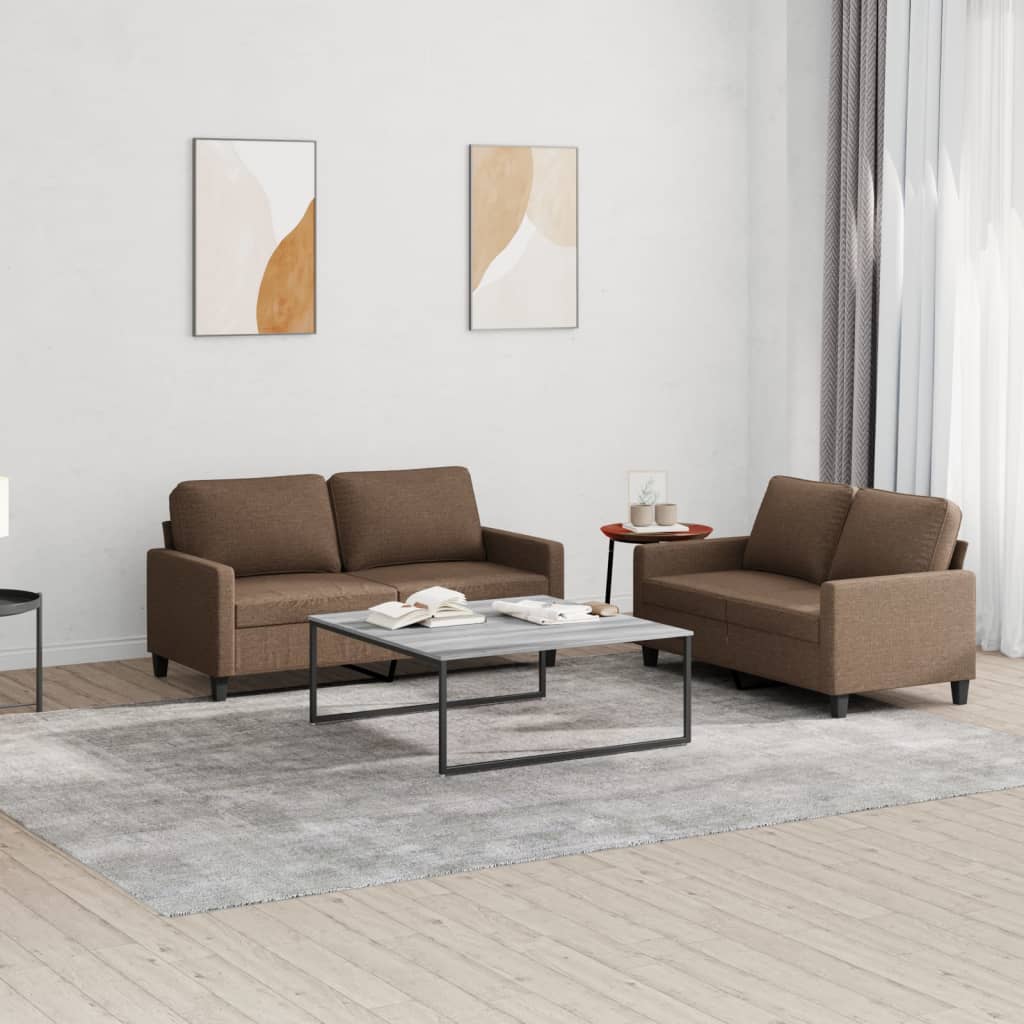 Ensemble de canapés 2 pcs avec coussins Marron Tissu - XIOS