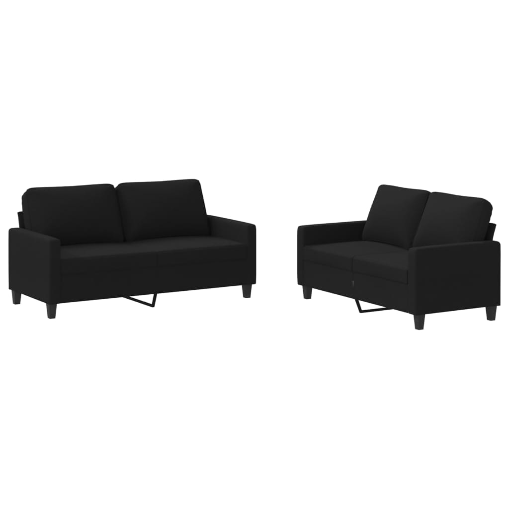 Ensemble de canapés 2 pcs avec coussins Noir Tissu - XIOS