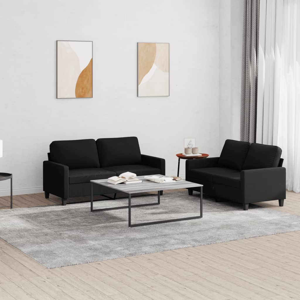 Ensemble de canapés 2 pcs avec coussins Noir Tissu - XIOS