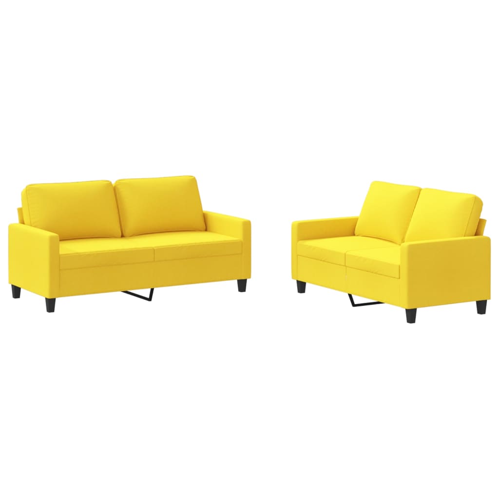 Ensemble de canapés 2 pcs avec coussins Jaune clair Tissu - XIOS