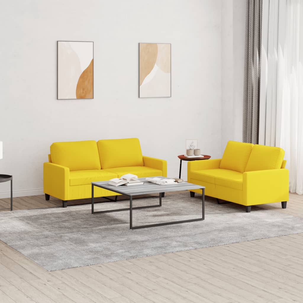 Ensemble de canapés 2 pcs avec coussins Jaune clair Tissu - XIOS