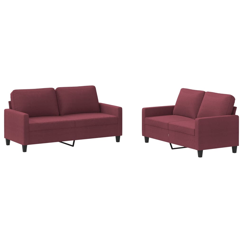 Ensemble de canapés 2 pcs avec coussins Rouge bordeaux Tissu - XIOS