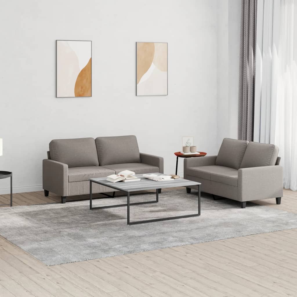 Ensemble de canapés 2 pcs avec coussins Taupe Tissu - XIOS
