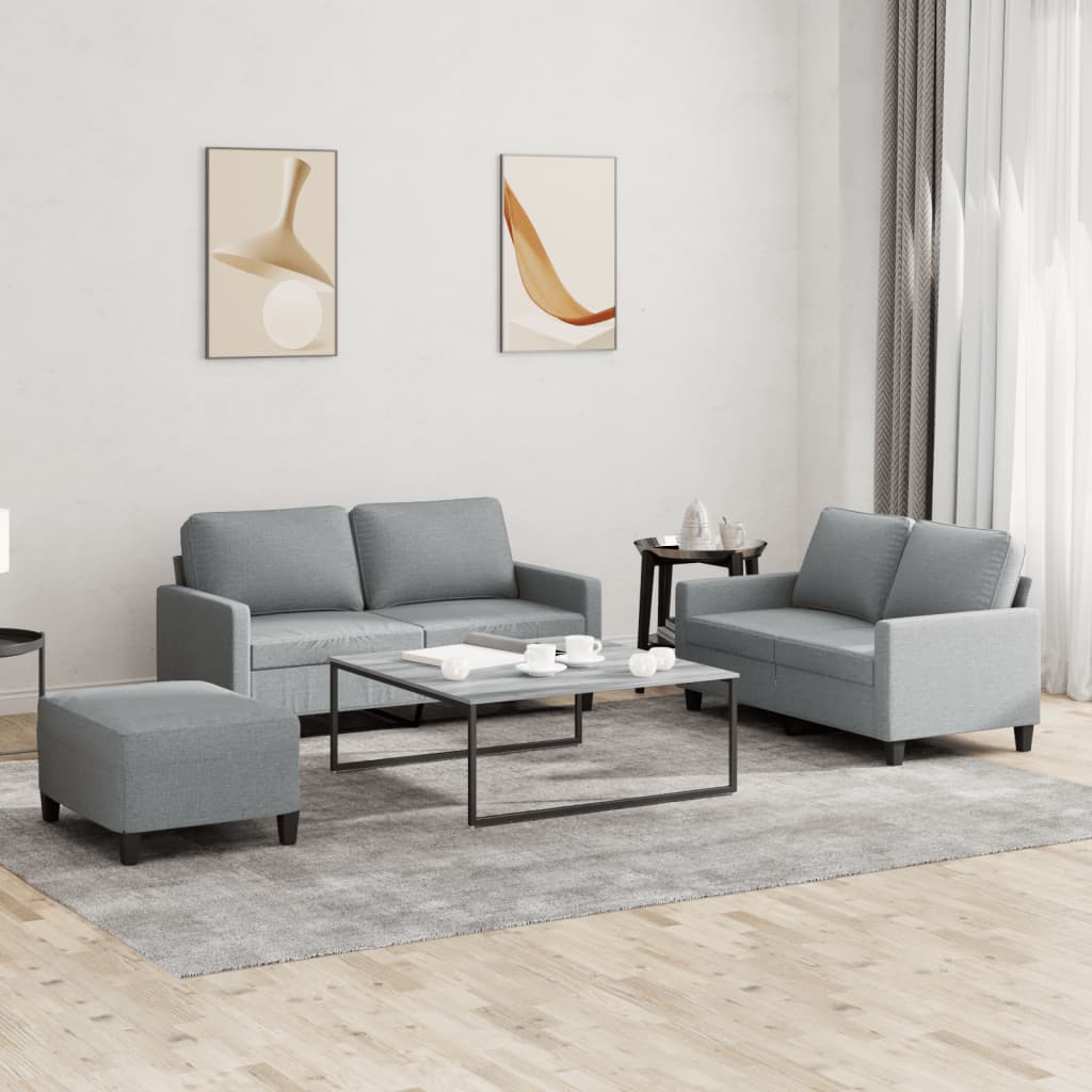 Ensemble de canapés 3 pcs avec coussins Gris clair Tissu - XIOS