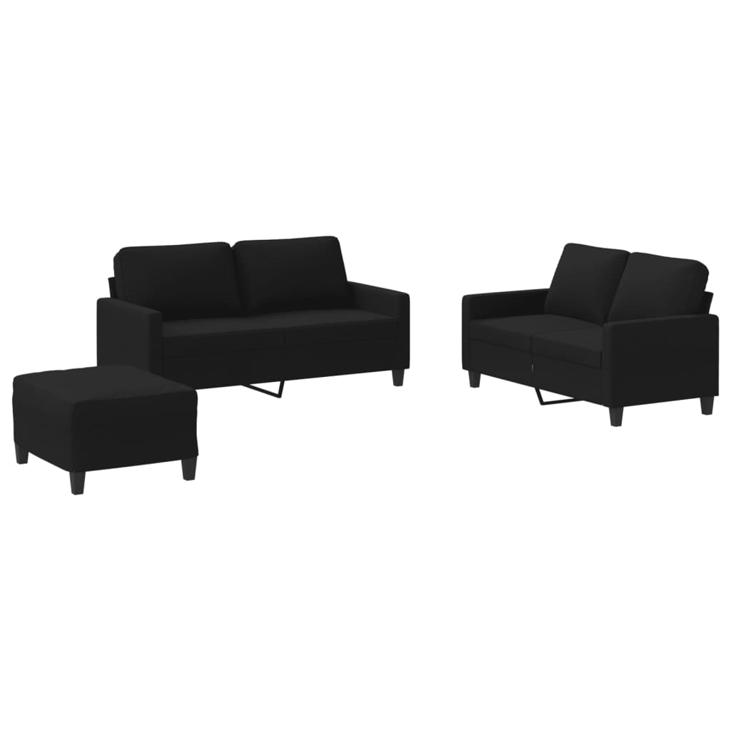 Ensemble de canapés 3 pcs avec coussins Noir Tissu - XIOS