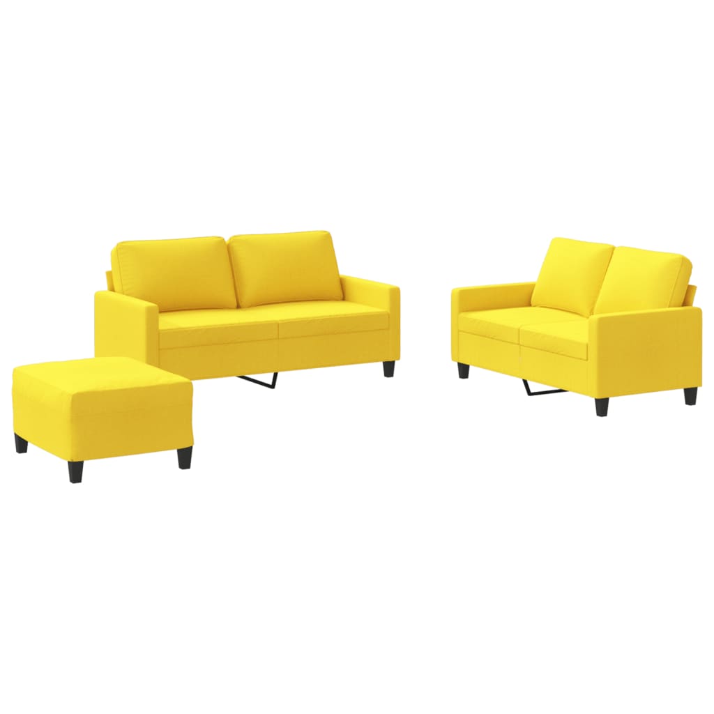 Ensemble de canapés 3 pcs avec coussins Jaune clair Tissu - XIOS