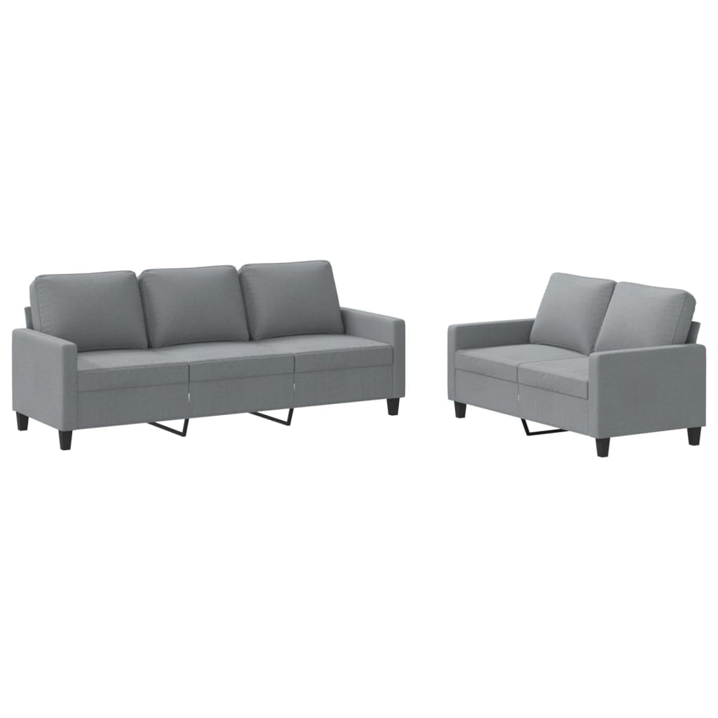 Ensemble de canapés 2 pcs avec coussins Gris clair Tissu - XIOS