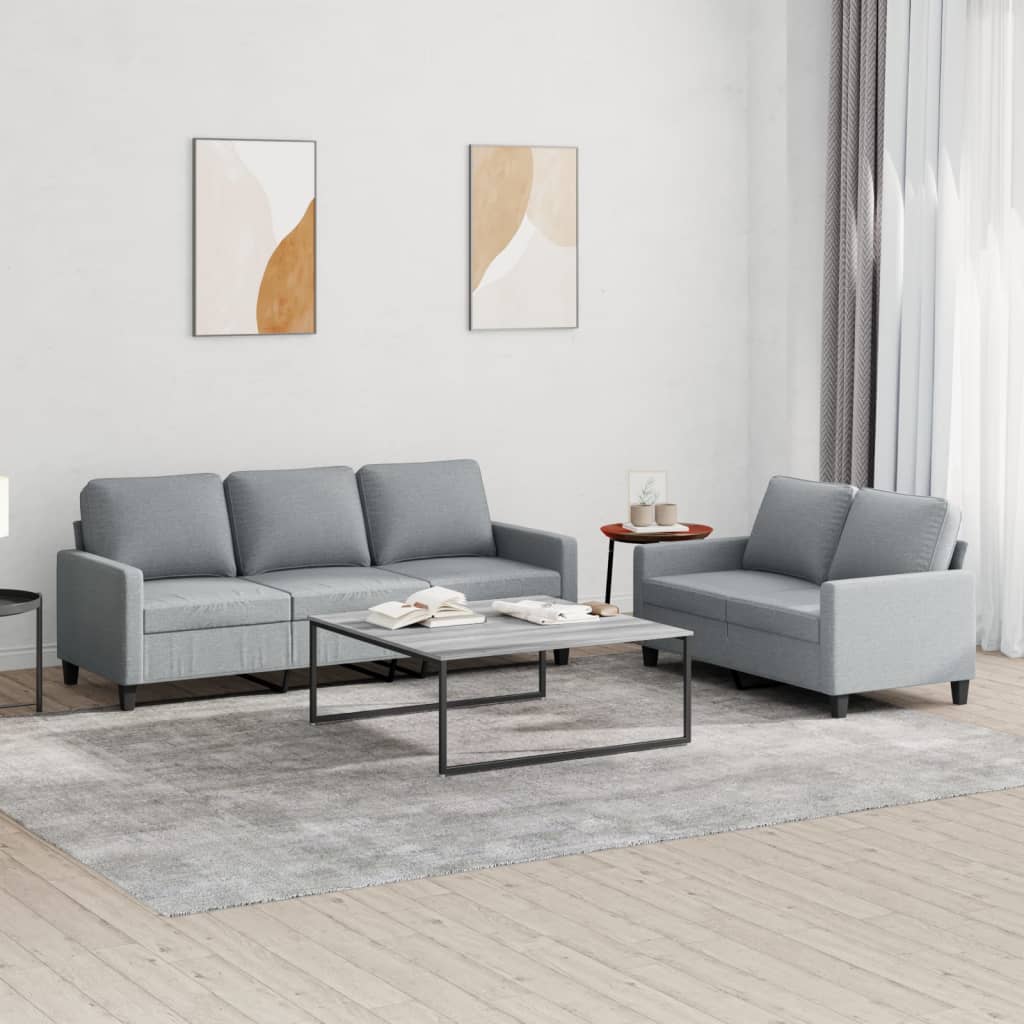 Ensemble de canapés 2 pcs avec coussins Gris clair Tissu - XIOS