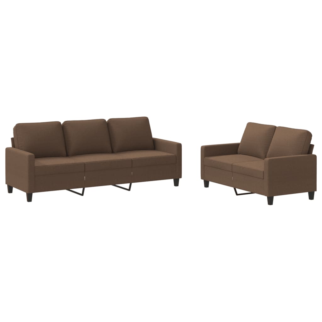 Ensemble de canapés 2 pcs avec coussins Marron Tissu - XIOS