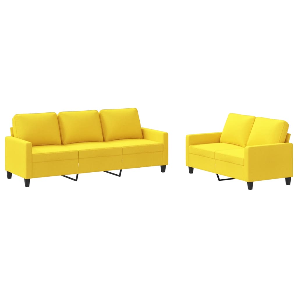 Ensemble de canapés 2 pcs avec coussins Jaune clair Tissu - XIOS