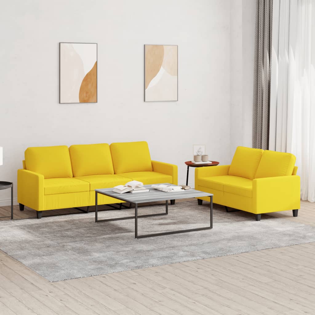 Ensemble de canapés 2 pcs avec coussins Jaune clair Tissu - XIOS