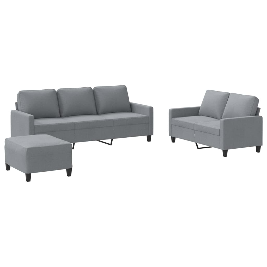 Ensemble de canapés 3 pcs avec coussins Gris clair Tissu - XIOS