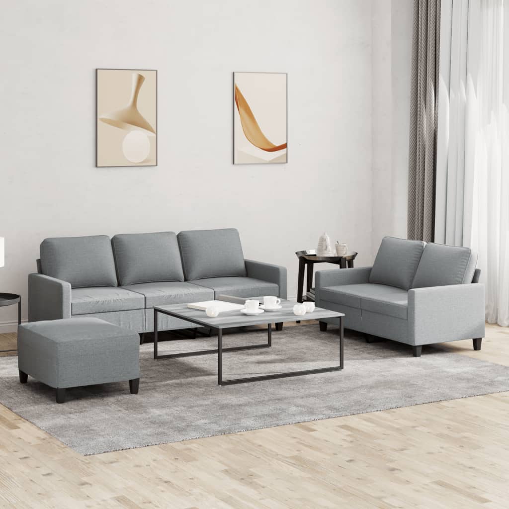 Ensemble de canapés 3 pcs avec coussins Gris clair Tissu - XIOS