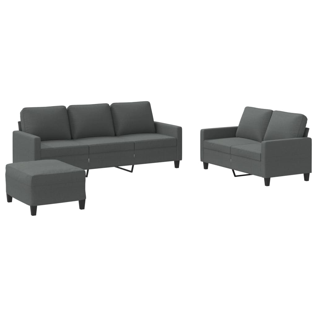 Ensemble de canapés 3 pcs avec coussins Gris foncé Tissu - XIOS