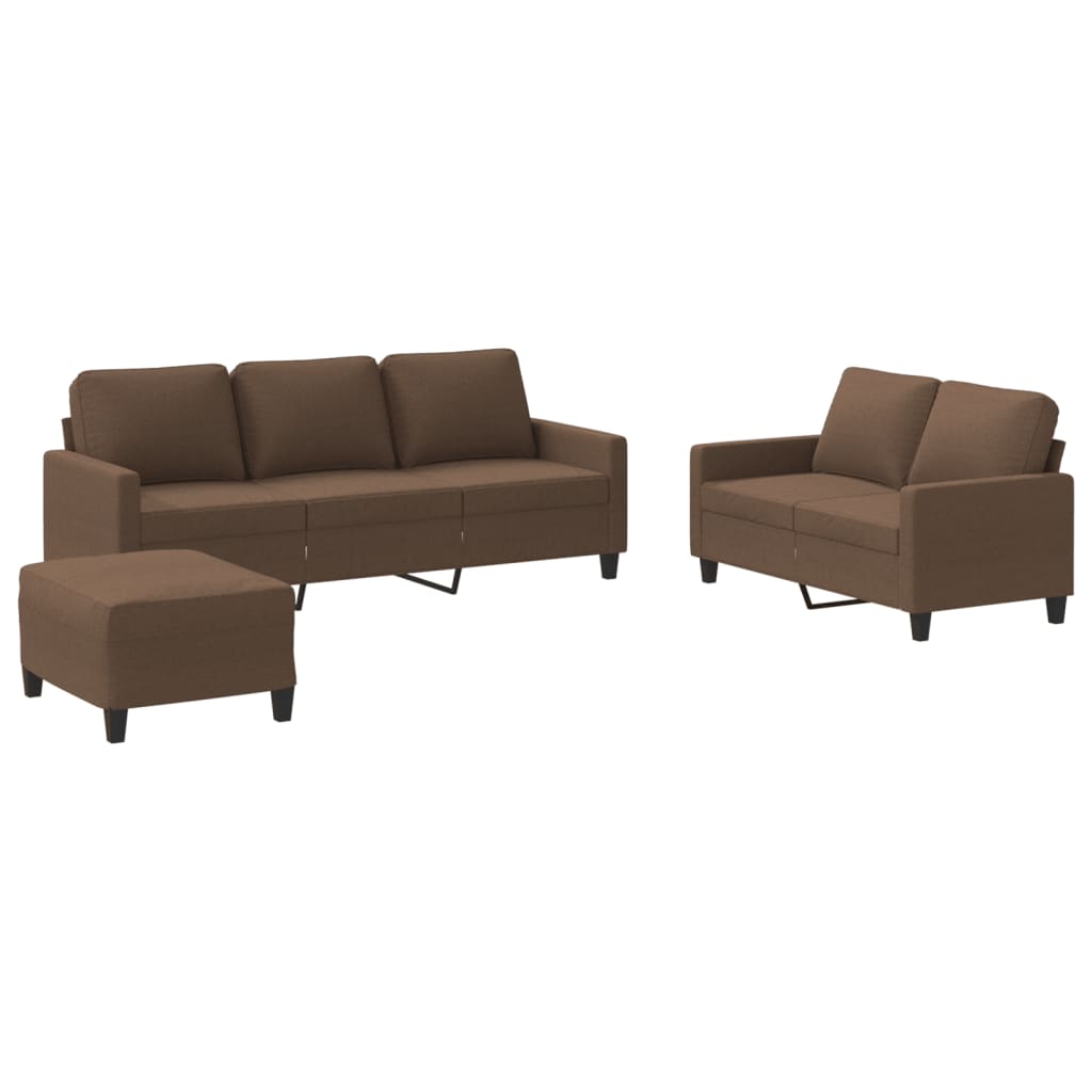 Ensemble de canapés 3 pcs avec coussins Marron Tissu - XIOS