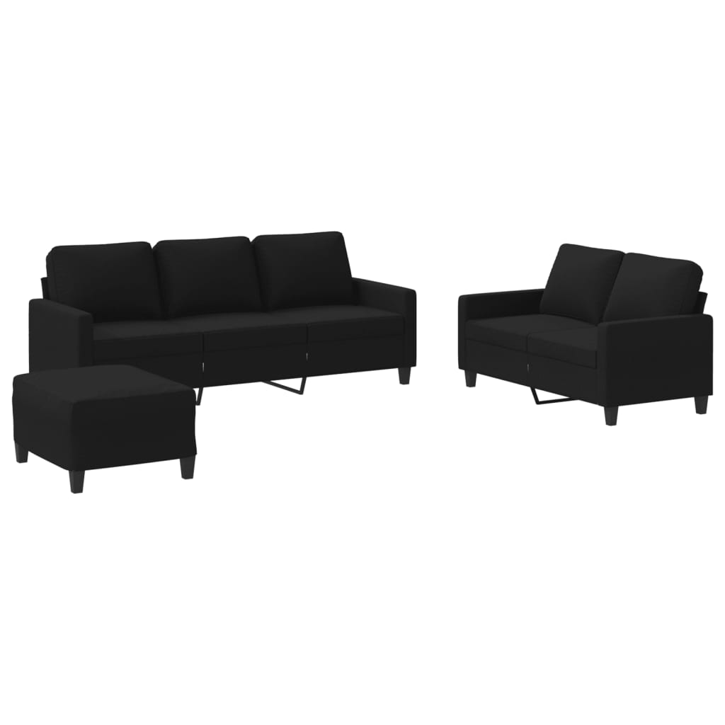 Ensemble de canapés 3 pcs avec coussins Noir Tissu - XIOS