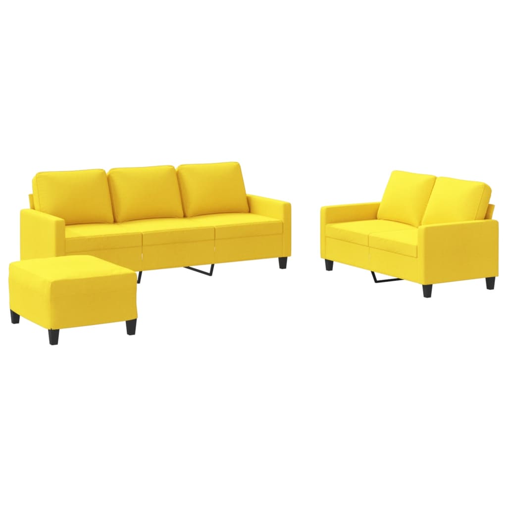 Ensemble de canapés 3 pcs avec coussins Jaune clair Tissu - XIOS