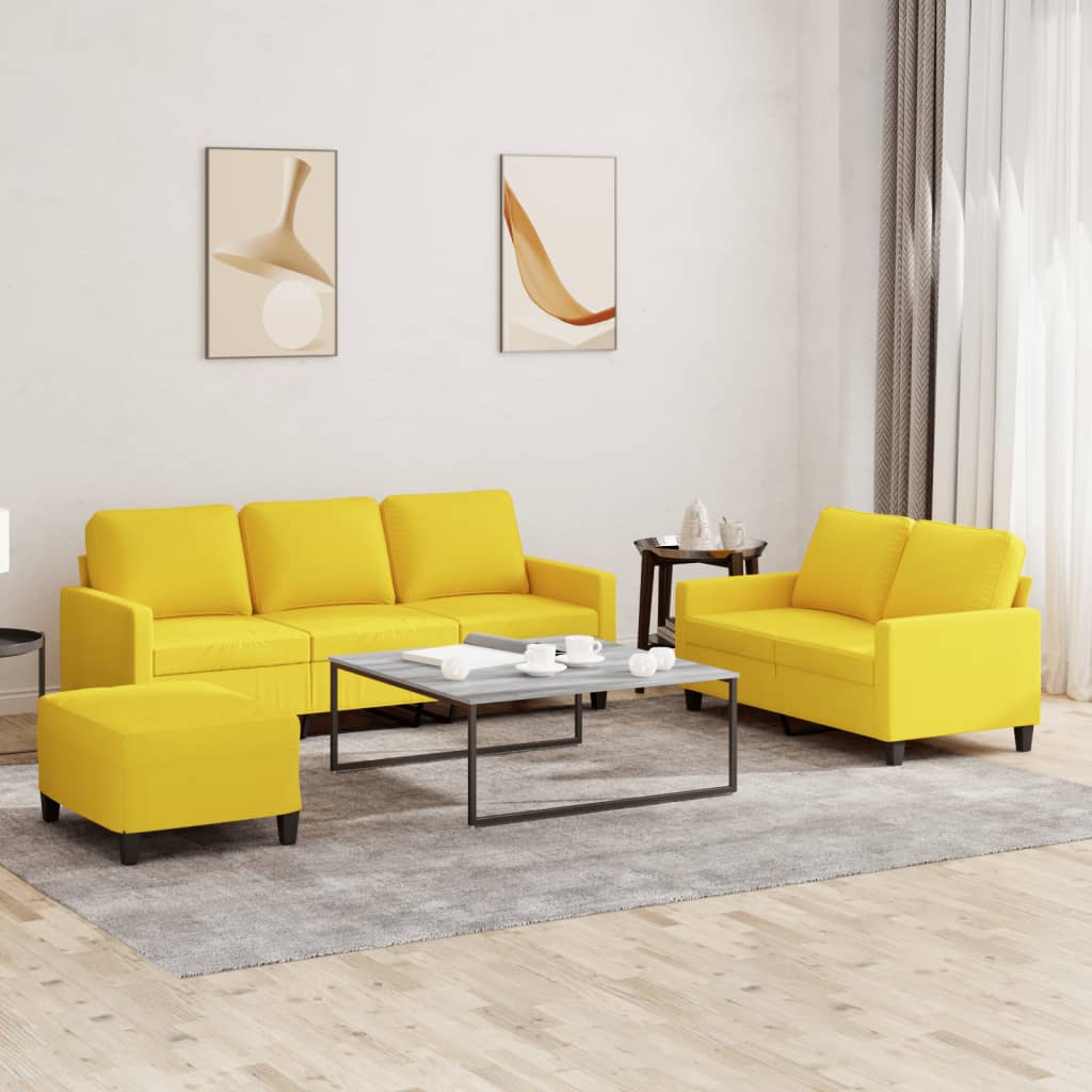 Ensemble de canapés 3 pcs avec coussins Jaune clair Tissu - XIOS