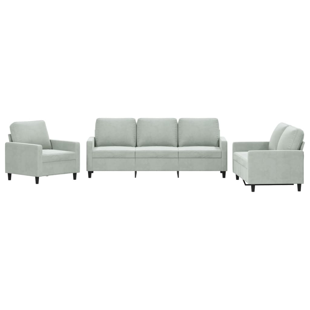 Ensemble de canapés 3 pcs avec coussins Gris clair Velours - XIOS