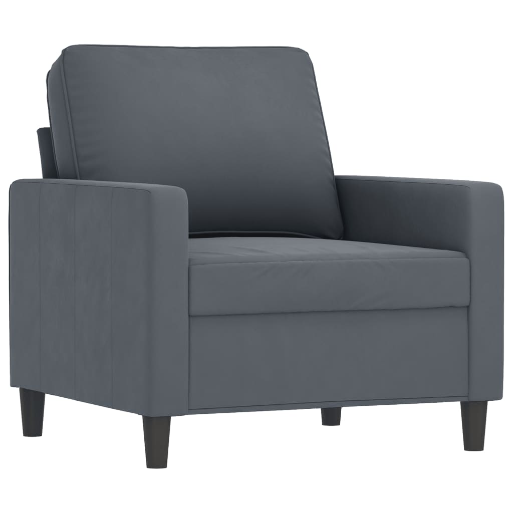 Ensemble de canapés 3 pcs avec coussins Gris foncé Velours - XIOS