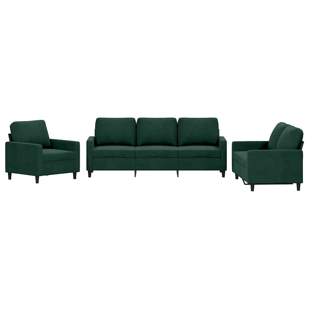 Ensemble de canapés 3 pcs avec coussins Vert foncé Velours - XIOS