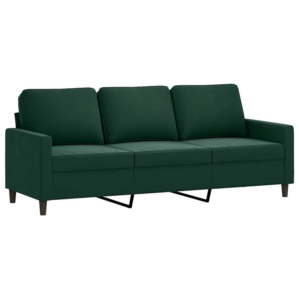 Ensemble de canapés 3 pcs avec coussins Vert foncé Velours