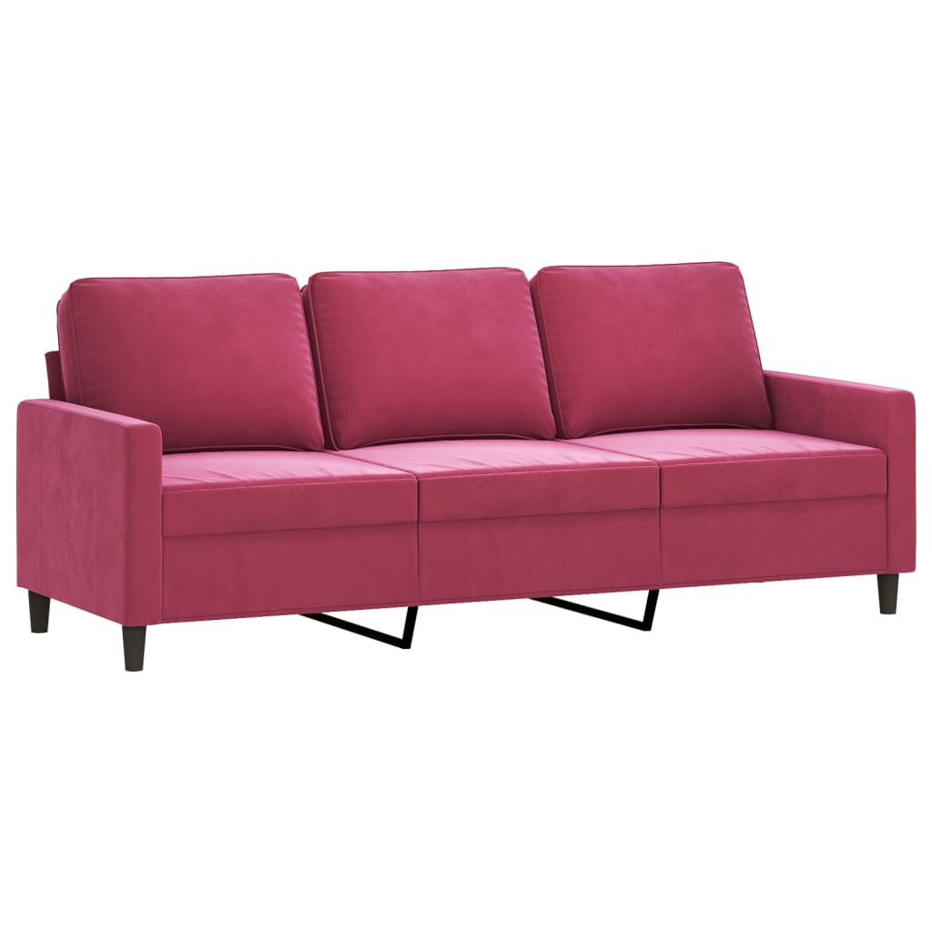 Ensemble de canapés 3 pcs avec coussins Rouge bordeaux Velours - XIOS