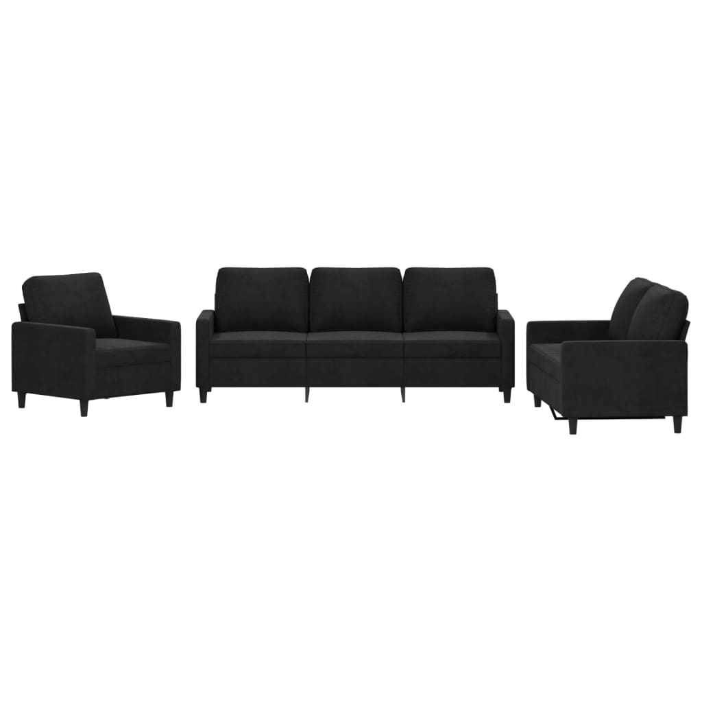 Ensemble de canapés 3 pcs avec coussins Noir Velours - XIOS