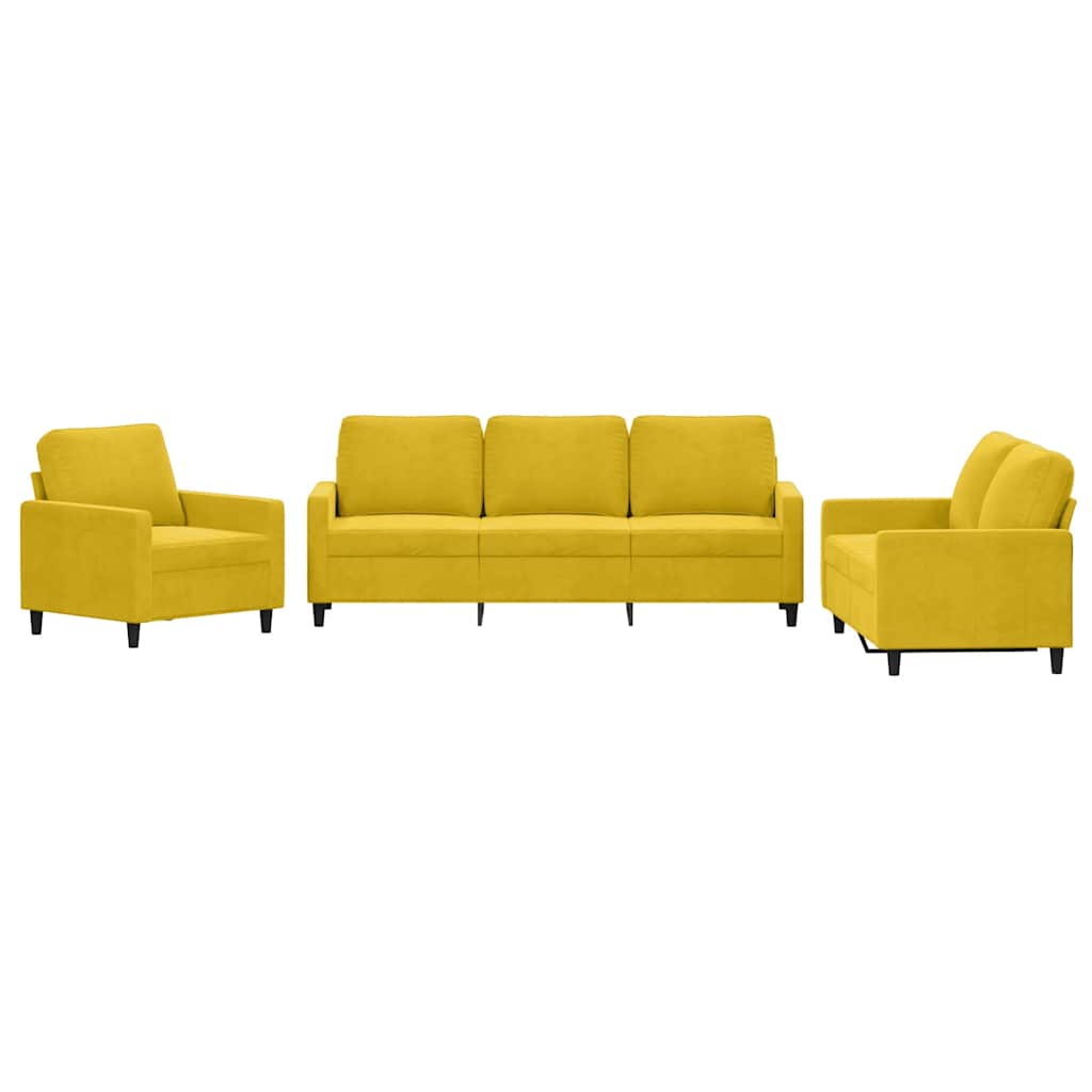Ensemble de canapés 3 pcs avec coussins Jaune Velours - XIOS