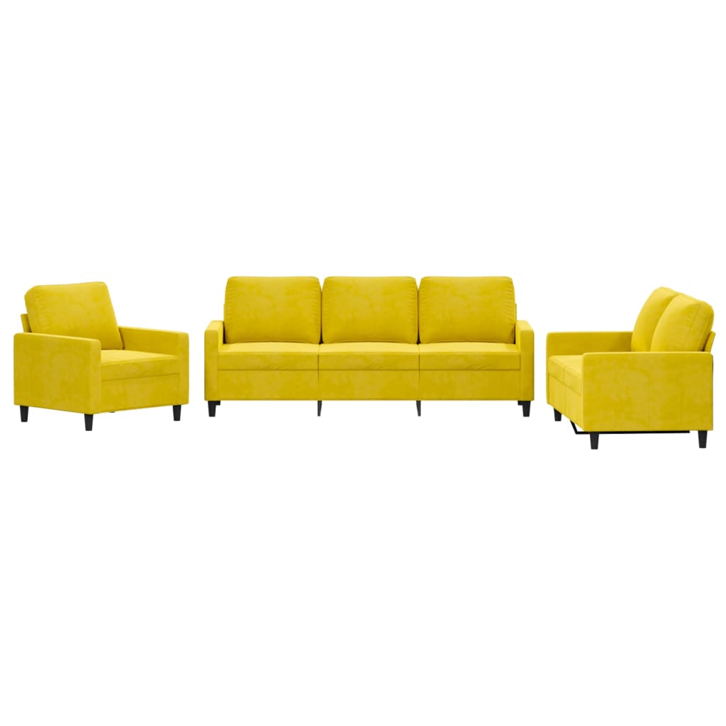 Ensemble de canapés 3 pcs avec coussins Jaune Velours - XIOS