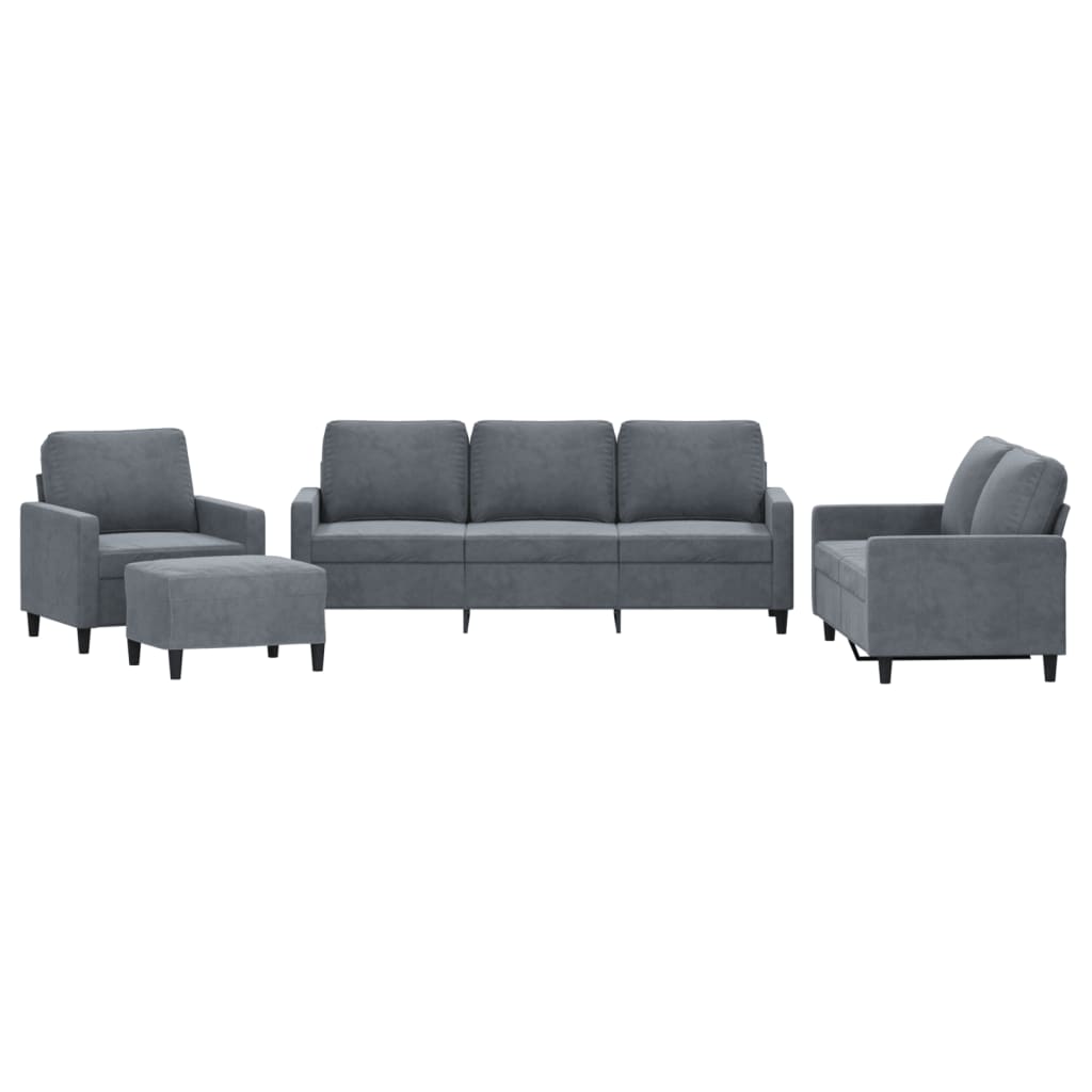 Ensemble de canapés 4 pcs avec coussins Gris foncé Velours - XIOS