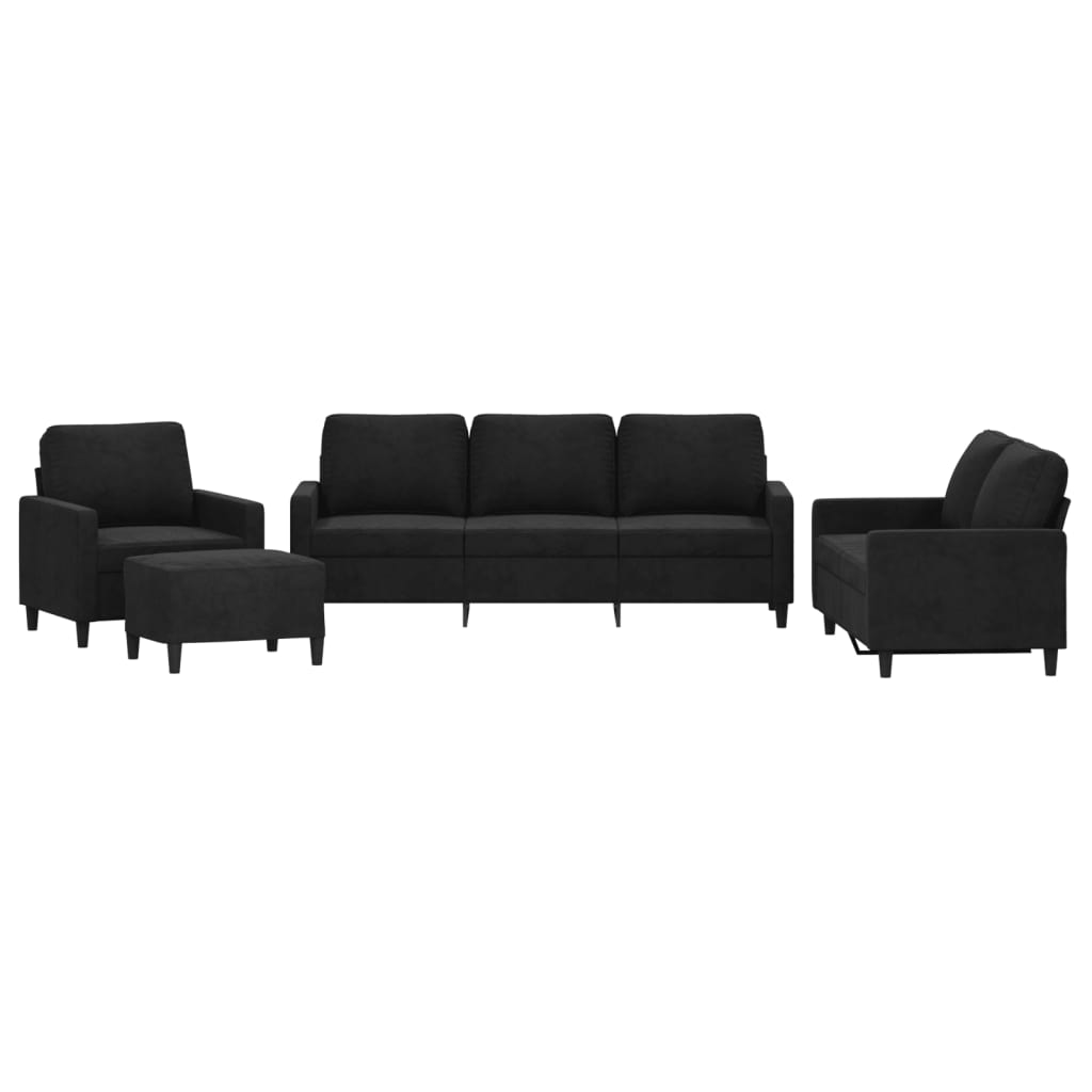 Ensemble de canapés 4 pcs avec coussins Noir Velours - XIOS