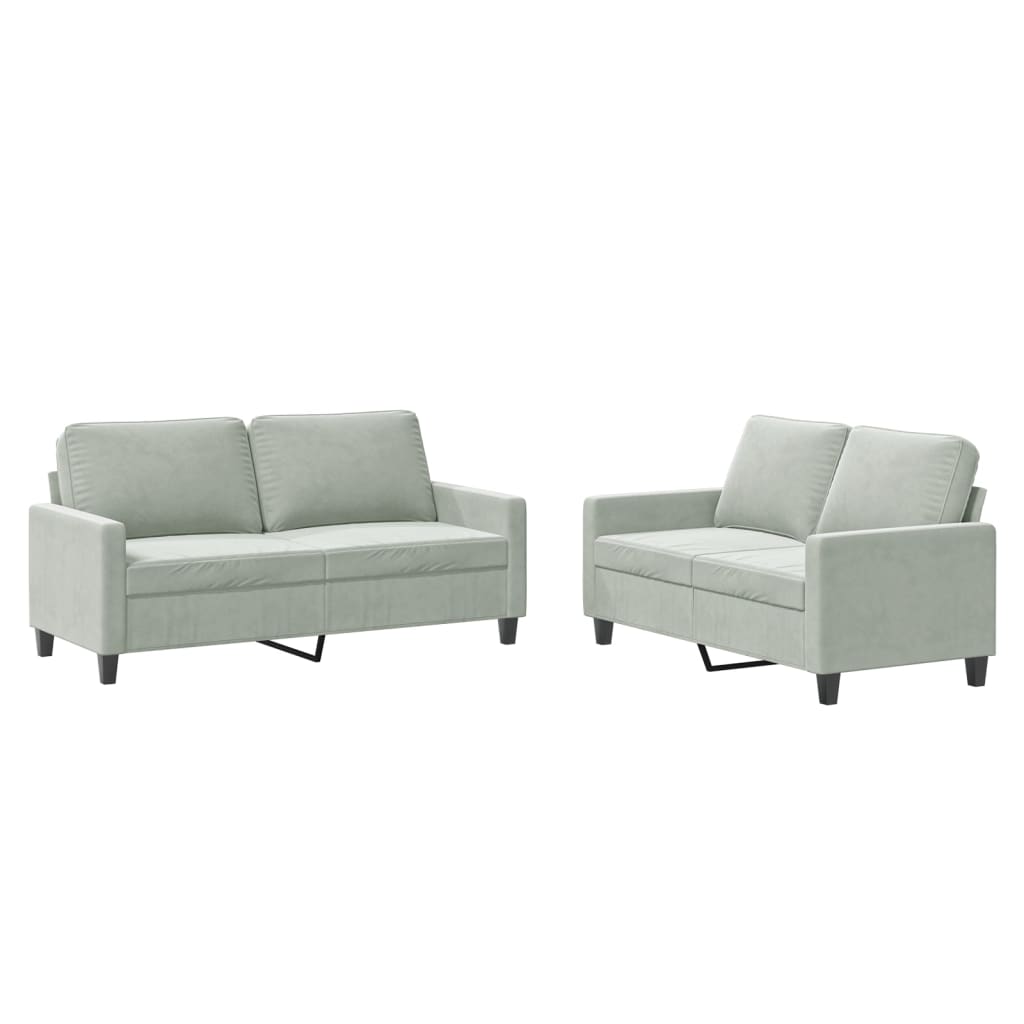 Ensemble de canapés 2 pcs avec coussins Gris clair Velours - XIOS
