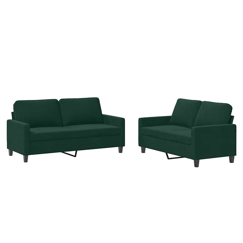 Ensemble de canapés 2 pcs avec coussins Vert foncé Velours - XIOS
