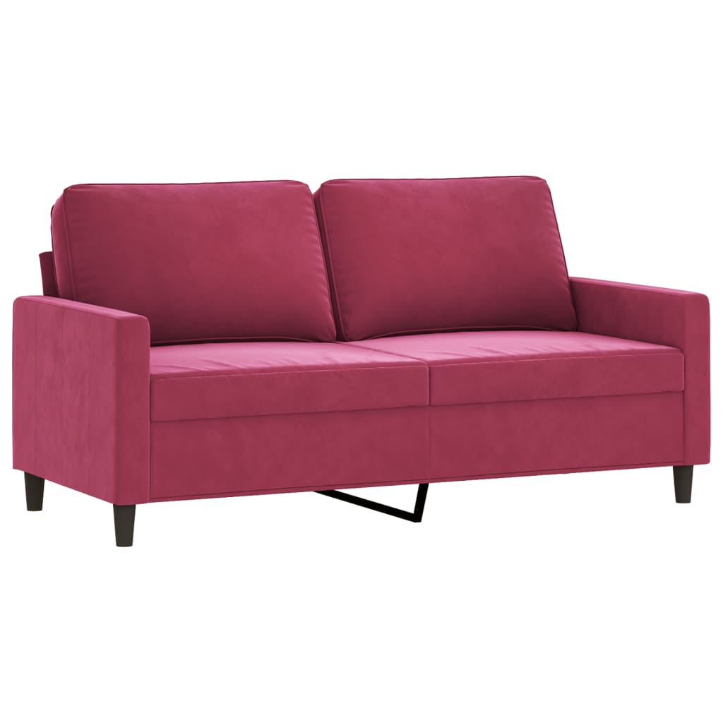 Ensemble de canapés 2 pcs avec coussins Rouge bordeaux Velours - XIOS