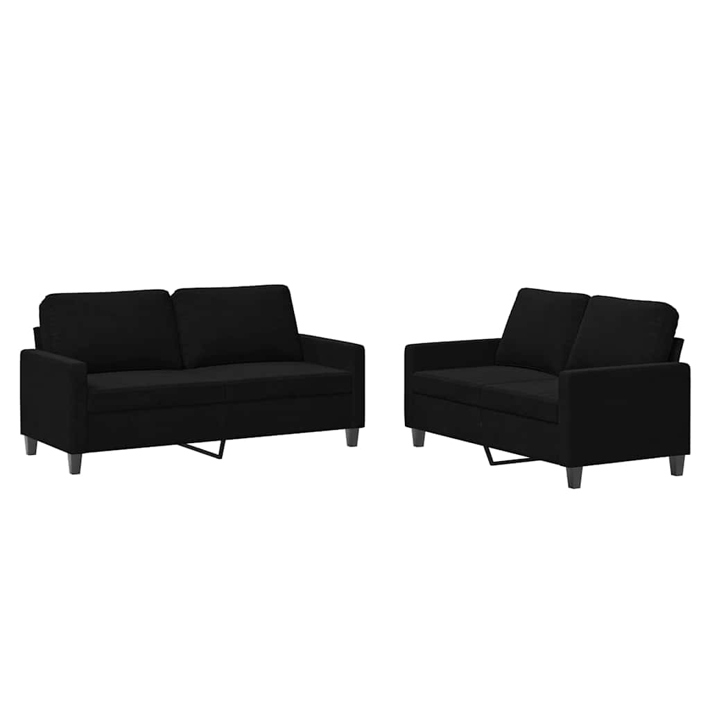 Ensemble de canapés 2 pcs avec coussins Noir Velours - XIOS